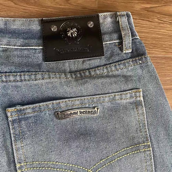 Chrome Hearts Cross Leather Embroidered Logo Jeans - Picture 5 of 9